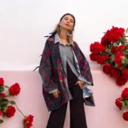 Indigo Peony Velvet Kimono Robe: Boho Floral Cotton Jacket - Mei - Image 9