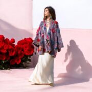 Floral Velvet Kimono Robe: Boho Chic Cotton Jacket, Handmade - Mei - Image 5