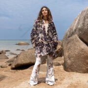 Plus Size Velvet Kimono Jacket: Handmade Boho Floral Duster - Mei