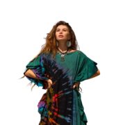 Handmade Tie Dye Maxi Kaftan Dress: Boho Festival Cotton Cover Up - Ema - Image 10