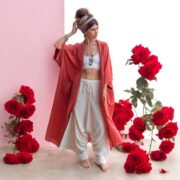 Handmade Cotton Kimono Robe: Plus Size Boho Duster, Canyon Clay - Willow - Image 5