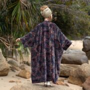 Handmade Bohemian Velvet Kimono Robe: Paisley Duster Coat, Plus Size - Harper Jade - Image 3