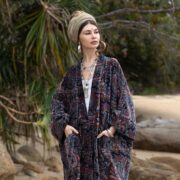Handmade Bohemian Velvet Kimono Robe: Paisley Duster Coat, Plus Size - Harper Jade - Image 4