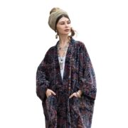 Handmade Bohemian Velvet Kimono Robe: Paisley Duster Coat, Plus Size - Harper Jade - Image 10
