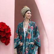 Plus Size Velvet Kimono Robe: Boho Floral Duster Coat - Harper Jade - Image 8