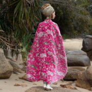 Plus Size Velvet Kimono Duster: Rosewater Pink Floral Boho Robe - Harper Jade - Image 3