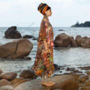 Mystic Tie-Dye Peace Symbol Kaftan Dress – Plus Size Boho Festival Tunic - Image 2