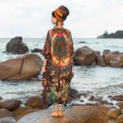 Mystic Tie-Dye Peace Symbol Kaftan Dress – Plus Size Boho Festival Tunic - Image 3