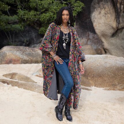 Jade Velvet Kimono: Plus Size Boho Cotton Duster - Harper Jade