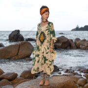 Handmade Tie-Dye Kaftan: Plus Size Boho Festival Dress with Pockets - Mystic - Image 5