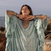 Aqua Breeze Boho Maxi Dress: Rayon Kaftan, V-Neck Festival Dress - Wild Heart - Image 4