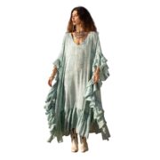 Aqua Breeze Boho Maxi Dress: Rayon Kaftan, V-Neck Festival Dress - Wild Heart - Image 9