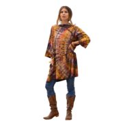 Galaxy Tie-Dye Kimono Top – Gold & Plum Crescent Burst | Plus Size Boho Caftan - Image 9