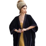 Silky Black Velvet Kimono Duster – Plus Size Boho Lace Maxi Robe | Misty by ZinniaPearl - Image 10