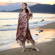 Plus Size Tie-Dye Fringe Kaftan – Handmade Boho Cotton Tunic Dress 1X–3X | Arlo