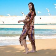 Plus Size Tie-Dye Fringe Kaftan – Handmade Boho Cotton Tunic Dress 1X–3X | Arlo - Image 2
