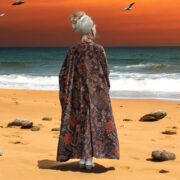 Plus Size Velvet Kimono Duster: Mahogany Ember Bloom Boho Robe - Harper Jade - Image 7