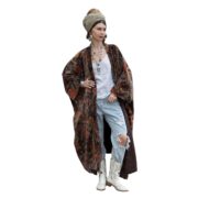 Plus Size Velvet Kimono Duster: Mahogany Ember Bloom Boho Robe - Harper Jade - Image 9