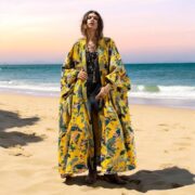 Plus Size Velvet Kimono Duster: Canary Garden Boho Jacket - Harper Jade - Image 5