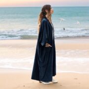 Plus Size Velvet Kimono Duster – Harper Jade in Midnight Indigo, Luxe Boho Wrap - Image 6