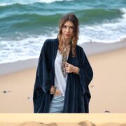Plus Size Velvet Kimono Duster – Harper Jade in Midnight Indigo, Luxe Boho Wrap - Image 8