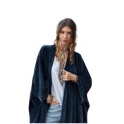 Plus Size Velvet Kimono Duster – Harper Jade in Midnight Indigo, Luxe Boho Wrap - Image 10