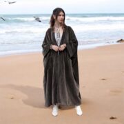Plus Size Velvet Kimono Duster: Boho Chic Antique Moss Wrap - Harper Jade - Image 5