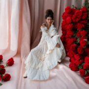 Boho Off-Shoulder Wedding Dress: Opal Cream Cotton Maxi Gown - Lucia - Image 9