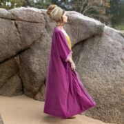 Plus Size Velvet Kimono Duster: Boho Lace Robe, Handmade Jacket - Misty - Image 2