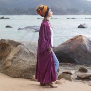 Silky Velvet Kimono Robe – Dusky Rose Boho Duster Jacket | Mai by ZinniaPearl - Image 2