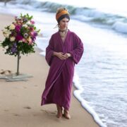 Silky Velvet Kimono Robe – Dusky Rose Boho Duster Jacket | Mai by ZinniaPearl - Image 5