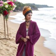 Silky Velvet Kimono Robe – Dusky Rose Boho Duster Jacket | Mai by ZinniaPearl - Image 8