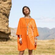 Handmade Tie-Dye Tunic Dress: Plus Size Cotton Boho Kaftan - Galaxy - Image 8