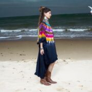 Handmade Tie-Dye Cotton Tunic: Boho Rainbow Kaftan Dress - Cleo - Image 6