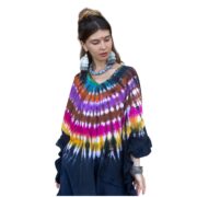 Handmade Tie-Dye Cotton Tunic: Boho Rainbow Kaftan Dress - Cleo - Image 10