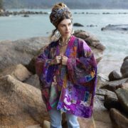 Quilted Silk Kimono Jacket: Twilight Amethyst Boho Patchwork Robe Mei - Image 4