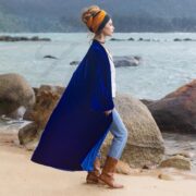 Silky Royal Sapphire Velvet Kimono Duster – Boho Bridal Wrap | Mai by ZinniaPearl - Image 2