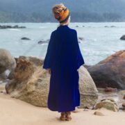 Silky Royal Sapphire Velvet Kimono Duster – Boho Bridal Wrap | Mai by ZinniaPearl - Image 3