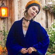 Silky Royal Sapphire Velvet Kimono Duster – Boho Bridal Wrap | Mai by ZinniaPearl - Image 8