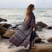 Plus Size Handwoven Boho Kimono Robe: Sable Wine Cotton Duster - Imperial - Image 2