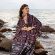 Plus Size Handwoven Boho Kimono Robe: Sable Wine Cotton Duster - Imperial - Image 4