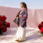 Floral Velvet Kimono Robe: Boho Chic Cotton Jacket, Handmade - Mei - Image 6