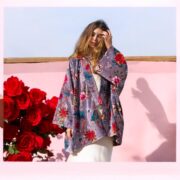 Floral Velvet Kimono Robe: Boho Chic Cotton Jacket, Handmade - Mei - Image 8
