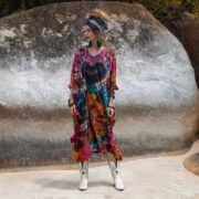 Plus Size Tie-Dye Midi Dress: Black Heart Boho Festival Outfit - Cleo