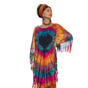 Celestial Heart Tie-Dye Poncho Dress: Boho Fringe Kaftan Cover-Up - Arlo - Image 10