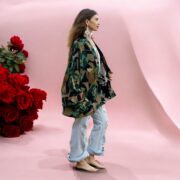 Velvet Kimono Jacket: Boho Floral Cotton Wrap, Emerald Canopy - Mei - Image 6