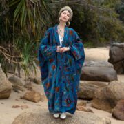 Indigo Oasis Velvet Kimono Duster: Plus Size Boho Coat - Harper Jade