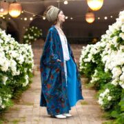 Indigo Oasis Velvet Kimono Duster: Plus Size Boho Coat - Harper Jade - Image 6