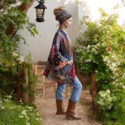 Quilted Silk Kimono Robe: Copper Rust Boho Patchwork Jacket - Mei - Image 6