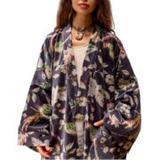 Plus Size Velvet Kimono Jacket: Handmade Boho Floral Duster - Mei - Image 10